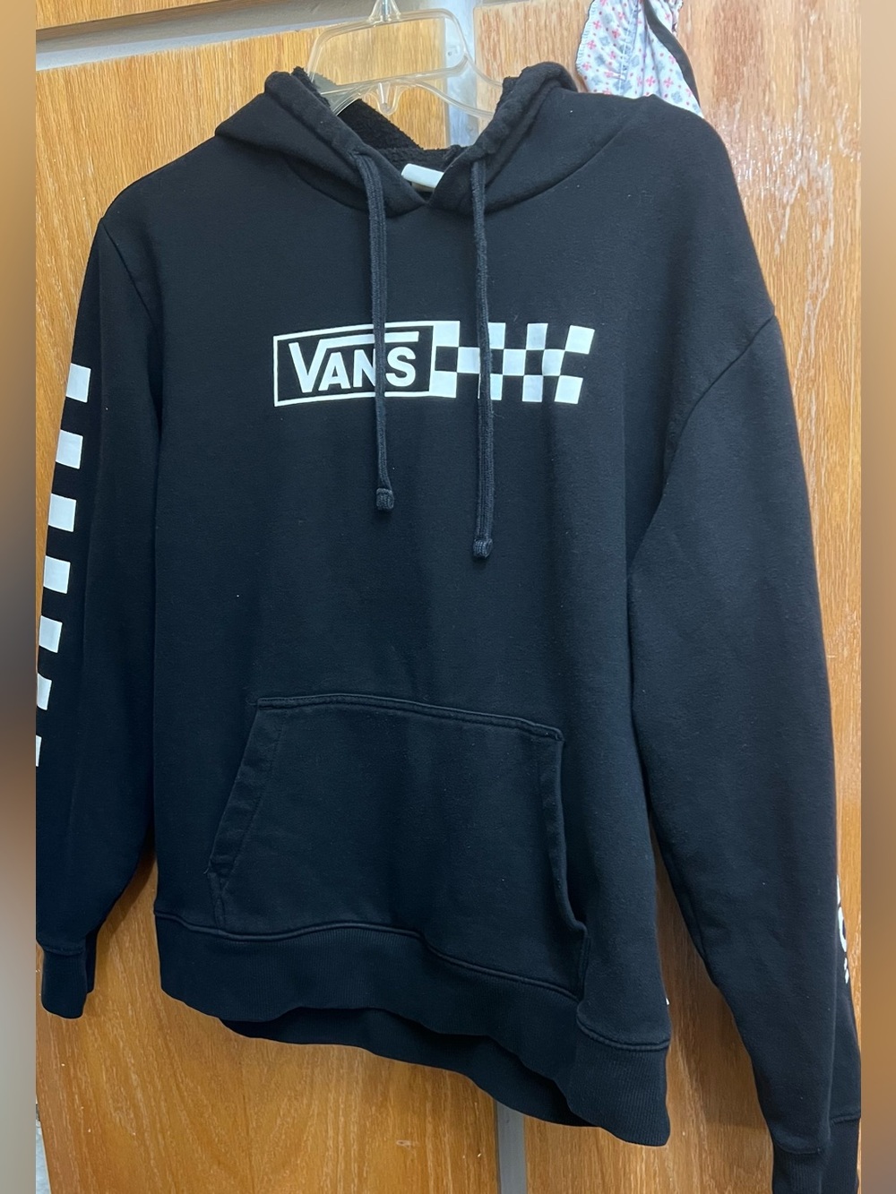 Vans Black Checkerboard Logo Hoodie - Men's or women.Sweater